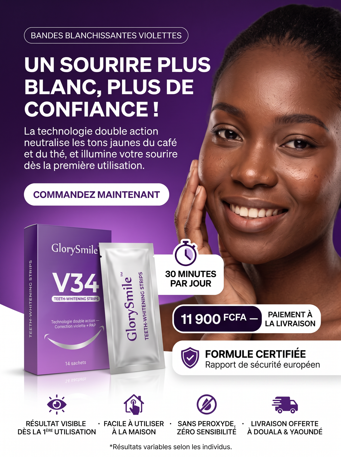 Cure Éclat 14 Jours — Bandes Blanchissantes Violettes Double Action